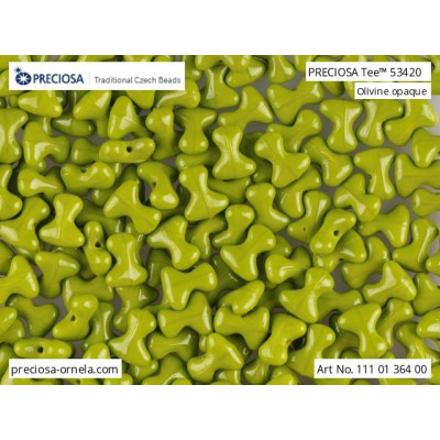 Preciosa Tee Beads 2x8mm Olivine Opaque 53420 | Czech Glass