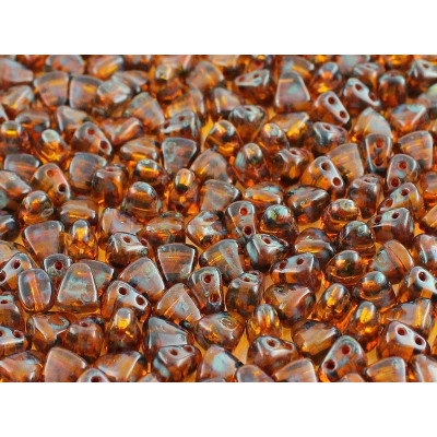 Matubo™ Nib-Bit Amber Travertine Dark 80020/86805 | 2-Hole Beads