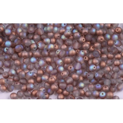 Round Beads 4mm Matte Copper Rainbow 00030/84100/98533 | Czech Glass