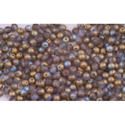 Matte Golden Rainbow Round Beads 4mm 00030/84100/98536 | Rutkovsky