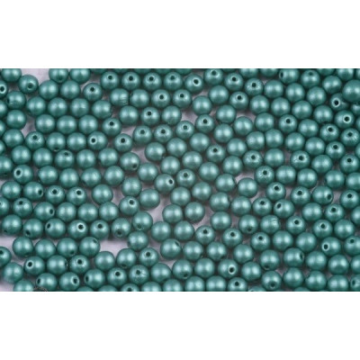 Round Beads 4mm Matte Pearl Emerald Green 00030/29341 | Czech Glass