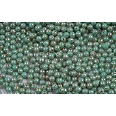 Round Beads 4mm Green Turquoise Picasso 63130/43400 | Czech Glass