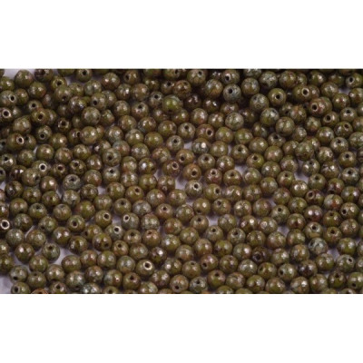 Round Beads 4mm Opaque Olive Picasso 53420/43400 | Czech Glass