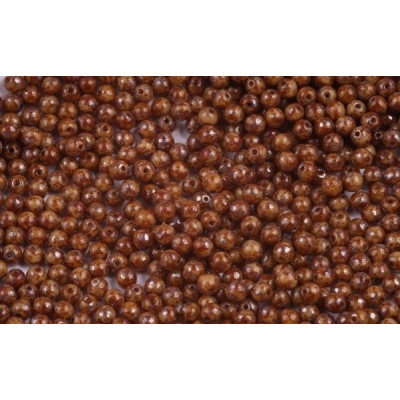 Czech Round Beads 4mm Opaque Light Beige Picasso 13010/43400