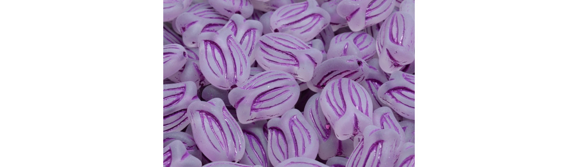 Perles Tulipe 16x11mm - Perles de verre tchèques