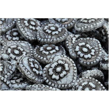 Perles Cœur avec Fleur 17x17 mm