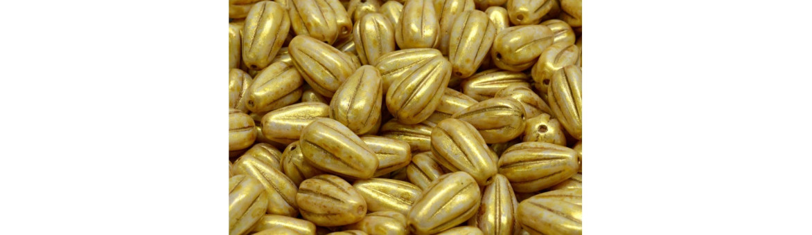 Cuentas Gota Melón de Vidrio – Vidrio Checo Texturizado