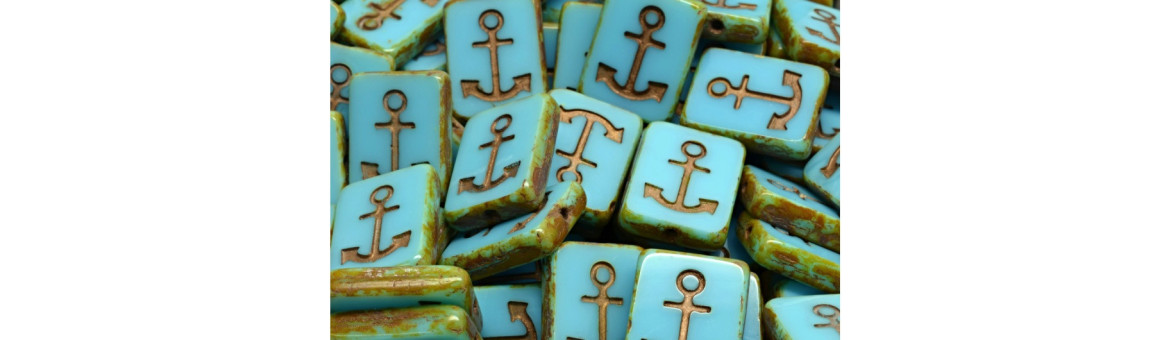 Anchor Design Rectangle Beads 15x12mm | BeadsBohemia