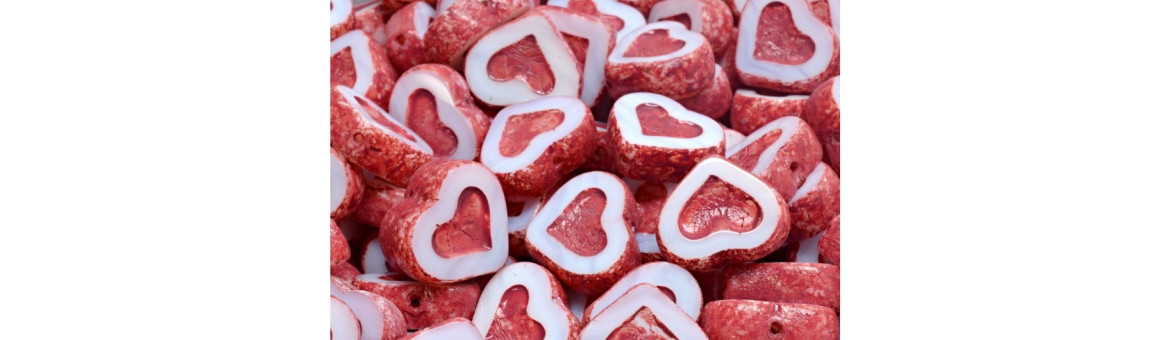 TC heart beads 14x12 mm